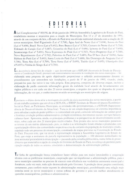 REVISTA NOVOS MUNICÍPIOS PARAENSES - MUNICÍPIO DE NOVO PROGRESSO – 1993