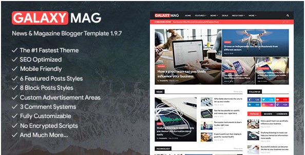 GalaxyMag - Responsive News & Magazine Blogger Template Free