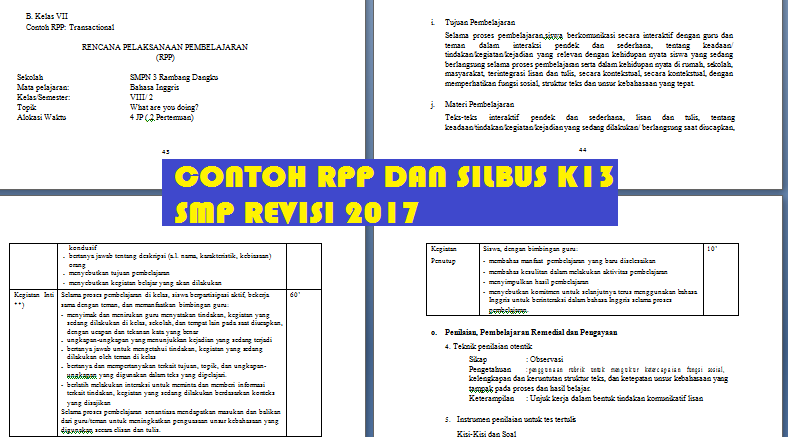RPP & silabus smp kurikulum 2013 revisi 2017 Hots, PPK 