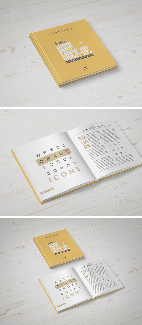 Download Gratis Mockup Majalah, Brosur, Buku, Cover - Square Book MockUp