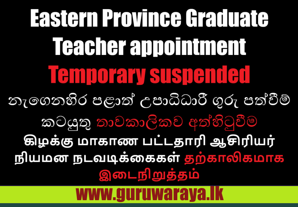 Temporary suspension of Eastern Province graduate teacher appointment 