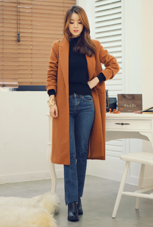 Open-Front Notched Lapel Coat