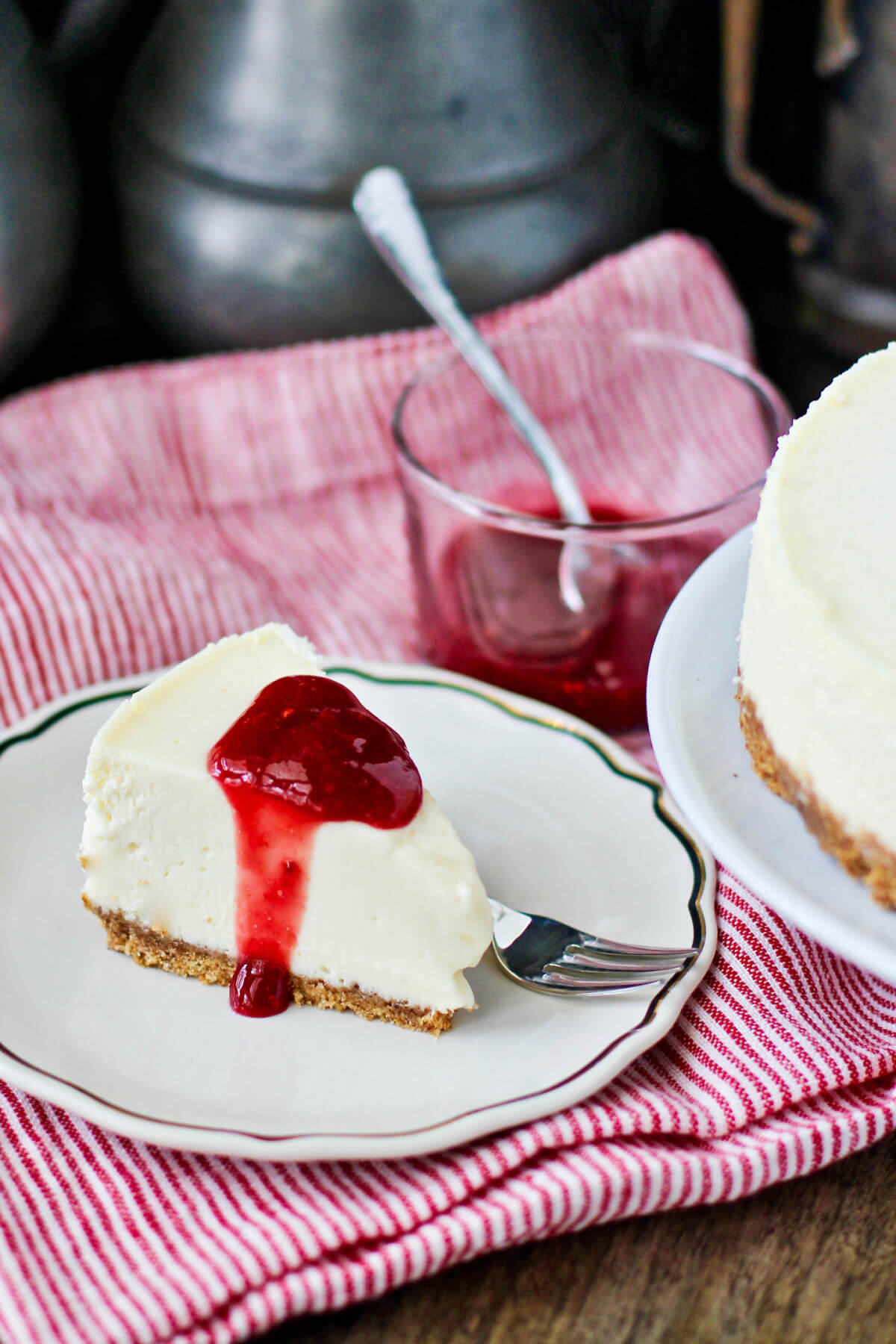 Instant Pot Vanilla Cheesecake on a plate.