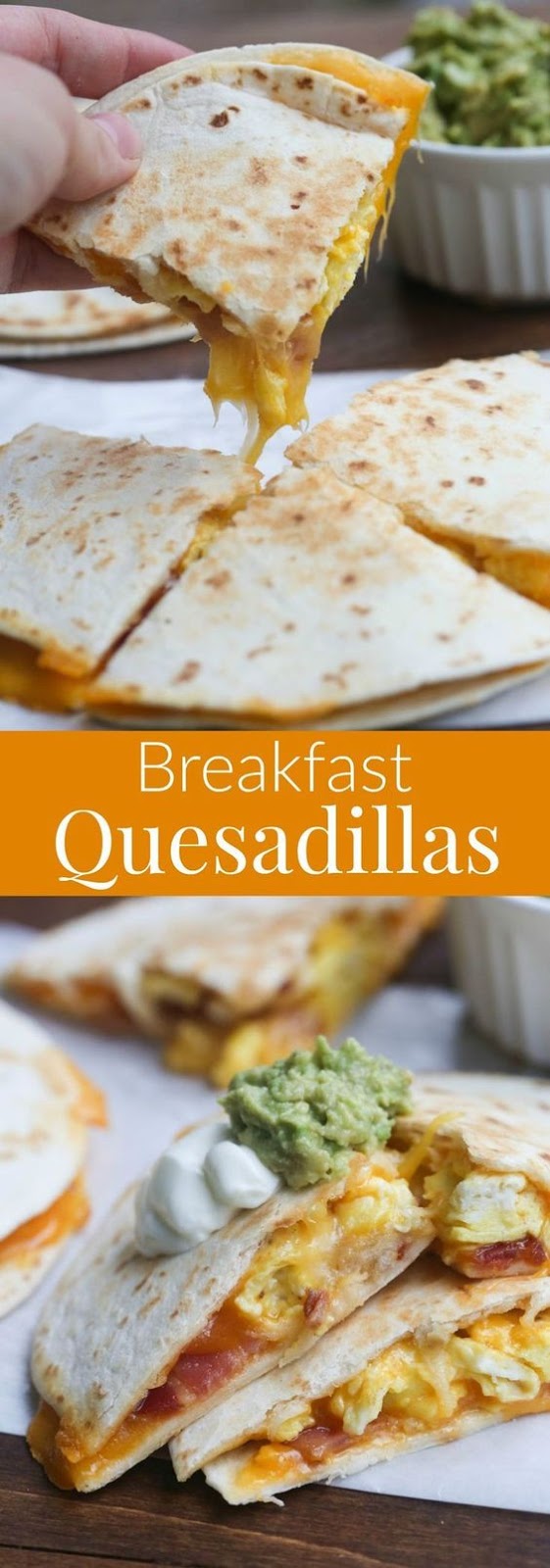 Breakfast Quesadillas with bacon, egg and cheese. An easy breakfast or dinner idea the family is sure to LOVE! | Tastes Better From Scratch