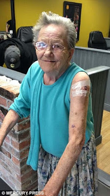 London Grandmother First Tattoo Design At The Age Of 79