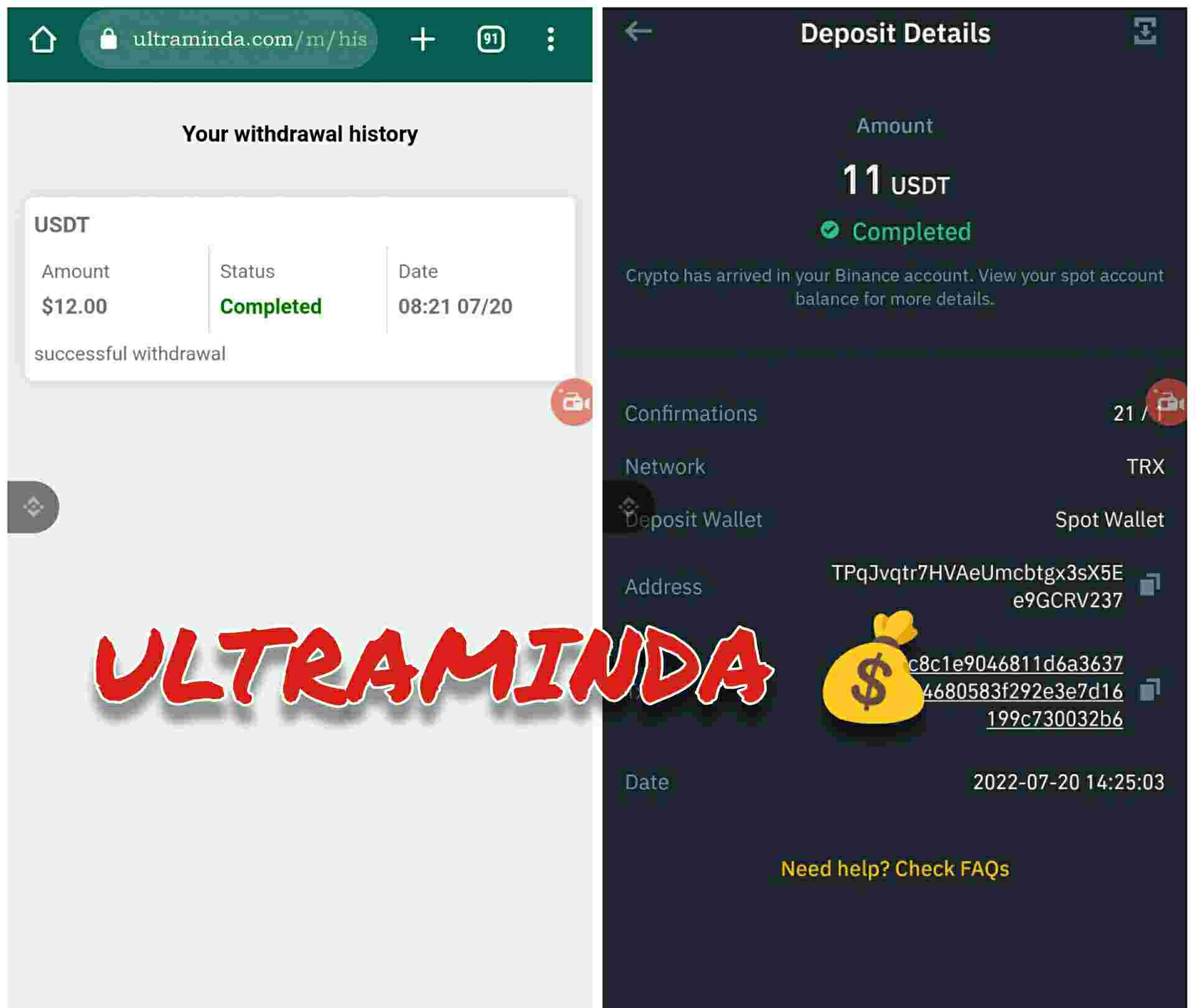 This is a legit uktra minda withdraw proof, ultraminda payment proof or ultraminda.com withdrawal evidence