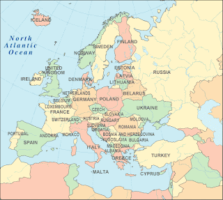 England Map on Europe