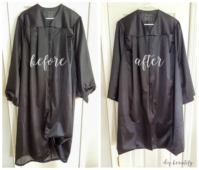 grad gown no-sew alterations before and after