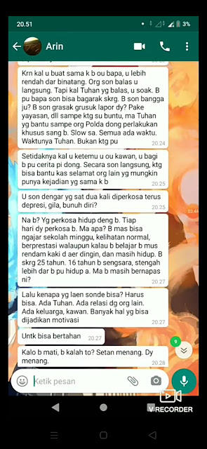 screen shot chat wa ayah perkosa anak kandung di kupang