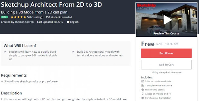 [100% Off] Sketchup Architect From 2D to 3D| Worth 200$