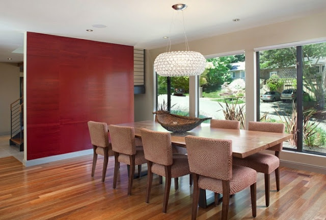 red dining room table