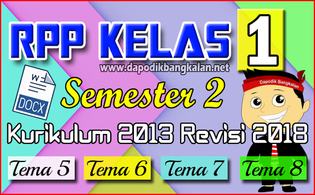 RPP Kelas 1 SD Semester 2 Kurikulum 2013/K13 Revisi 2018 Tema 5, 6, 7 dan Tema 8