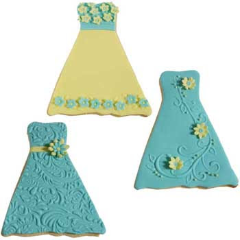 Aqua and Yellow Wedding Dress Cookies Tools and Ingredients