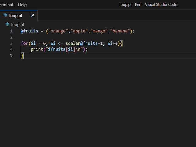 Example for for loop in Perl