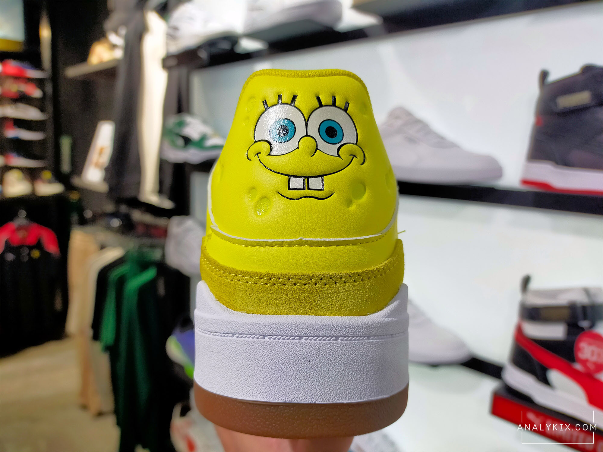 face of Spongebob printed on the heel