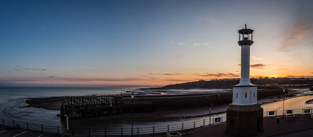 Photo of Maryport lighthouse at sunrise