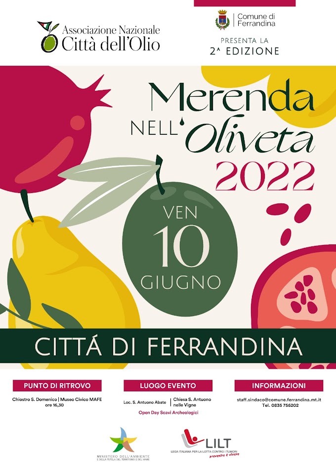 A Ferrandina venerdì 10 giugno si fa “Merenda nell’oliveta”