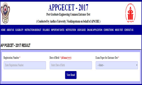 AP PGECET 2017 Results & Rank Cards