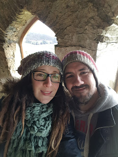 Sheltering from the wind at Portholland Beach Cornwall