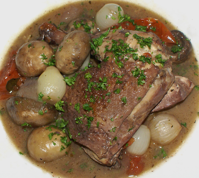 Julia Child's Coq au Vin (Chicken in Red Wine Sauce)