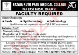 Jobs in Fazaia Ruth PFAU Medical College