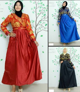 Model Baju Muslim Kombinasi Batik Dengan Kain Polos, Brokat Dan Satin