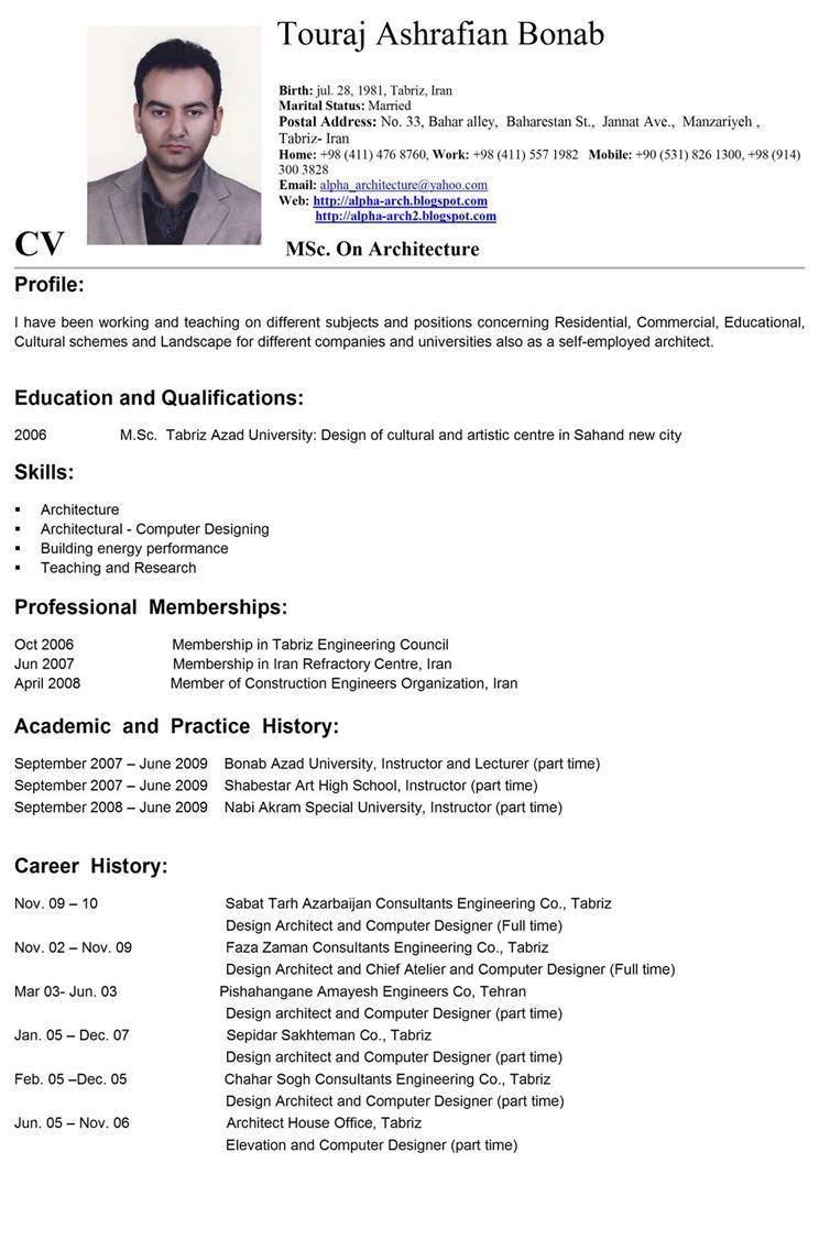 Contoh Daftar Riwayat Hidup / Curriculum Vitae (CV 