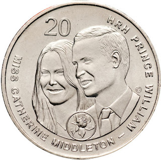 2011 Royal Wedding of Prince William and Catherine Middleton Twenty Cent 20c Coin