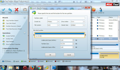 Cara Partisi SDcard menggunakan Mini Partition Wizard