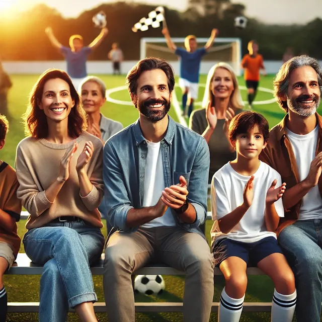 Parents cheering on the sidelines, setting a positive example for young athletes.