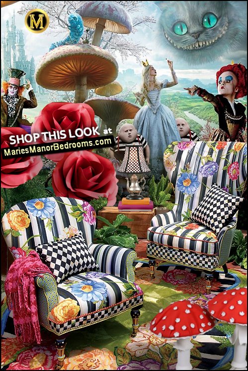 Cutting Garden Rug  Gigantic Flower props Giant Mushrooms decorating props  Floral garden Wingback Chair Mackenzie-Childs