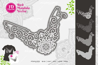 Bird Mandala #4 3D Layered SVG