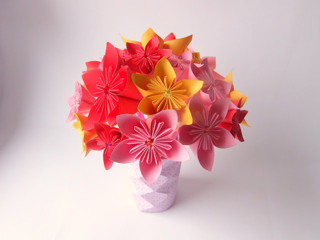 Bouquet de fleurs origami