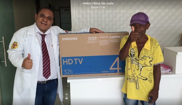 Saiu o ganhador da TV Samsung 32 polegadas do sorteio de aniversário da Clínica Santa Luzia em Macajuba