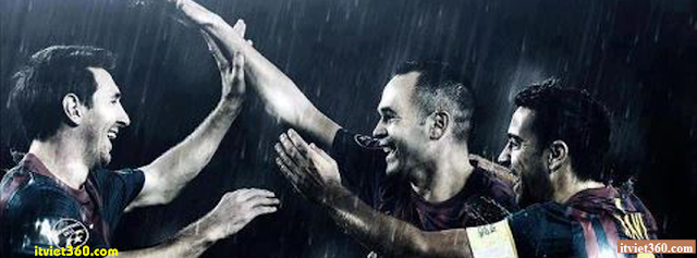 Ảnh bìa Facebook bóng đá - Cover FB Football timeline, Lionel Messi, xavi, iniesta