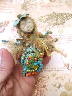 Aster a Handmade Beaded Miniature Folk Art Doll for Luck in Love