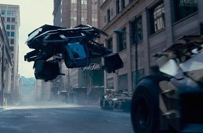 A Still from The Dark Knight Rises, CGI and VFX, Batman Flies in his new vehicle, The Dark Knight Rises, Directed by Christopher Nolan