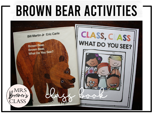 Brown Bear book activities unit with literacy printables, reading companion worksheets, lesson ideas, and crafts for Kindergarten and First Grade