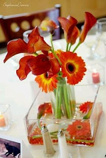 Wedding Decorations, Orange Centerpieces and Flower Arrangements