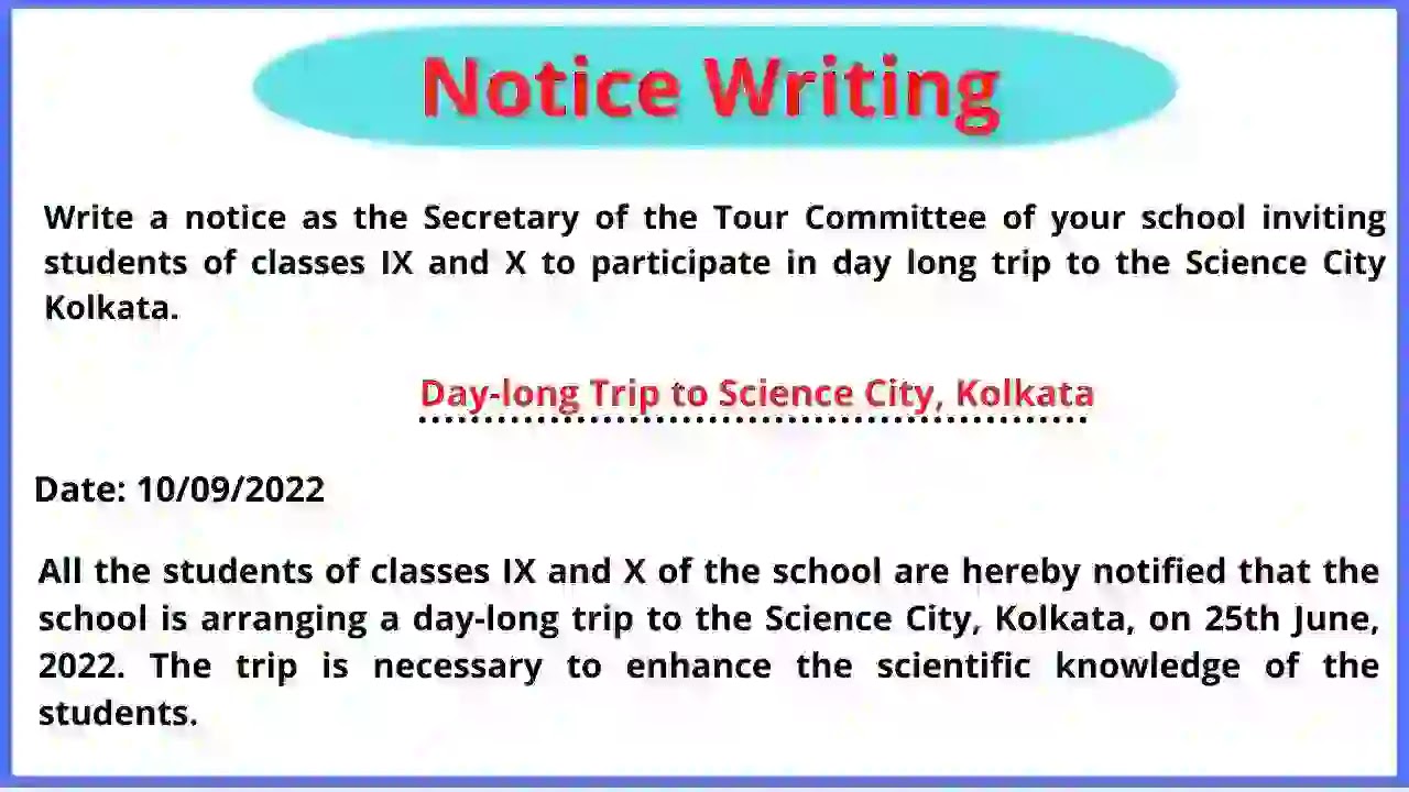 Notice Writing on Educational Tour