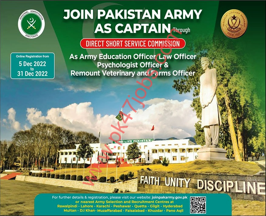Join Pakistan Army as Captain 2022 Through Direct Short Service Commission Online Registration