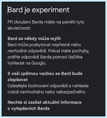 Bard je zatím Experiment