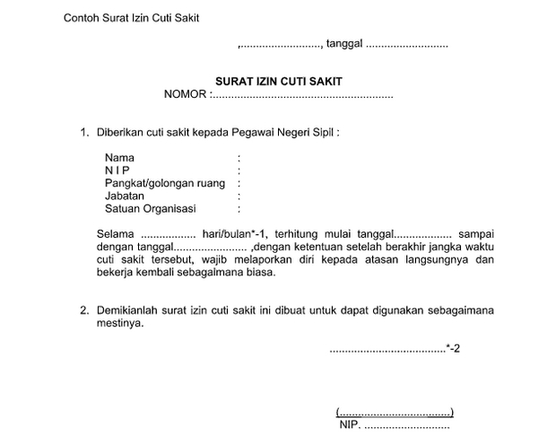 Unduh Surat Izin Cuti Sakit Format Word | Unduh Format Sekolah