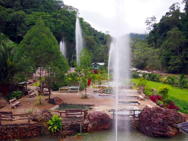 Overlooking the spa pools of Merarap Hotspring Lodge Lawas Sarawak Malaysia Borneo