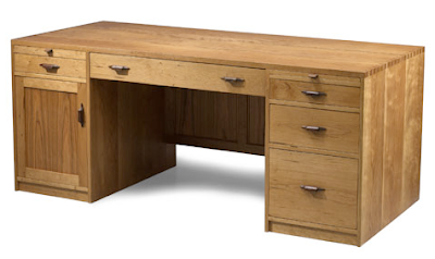 desk with drawers, cherry