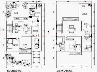 Denah Rumah Minimalis Modern  3 Kamar Tidur