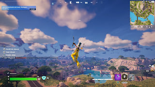 Comet soars through the sky using Michaelangelo's Nunchuks in Fortnite.