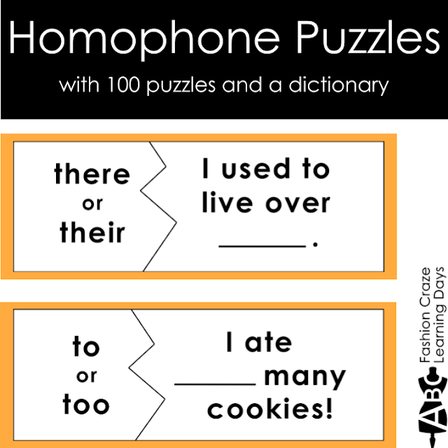 homophone puzzles for grades 3-5
