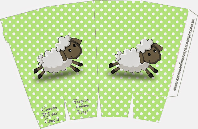 Sheep in Light Blue and Green Free Printable Pop Corn Box.