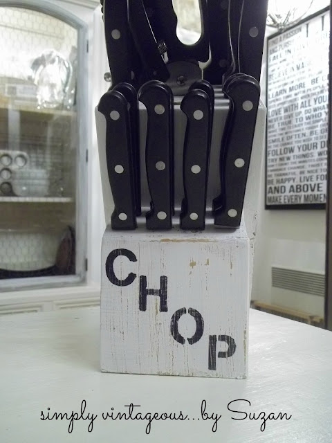 painted, knife block, stencil,